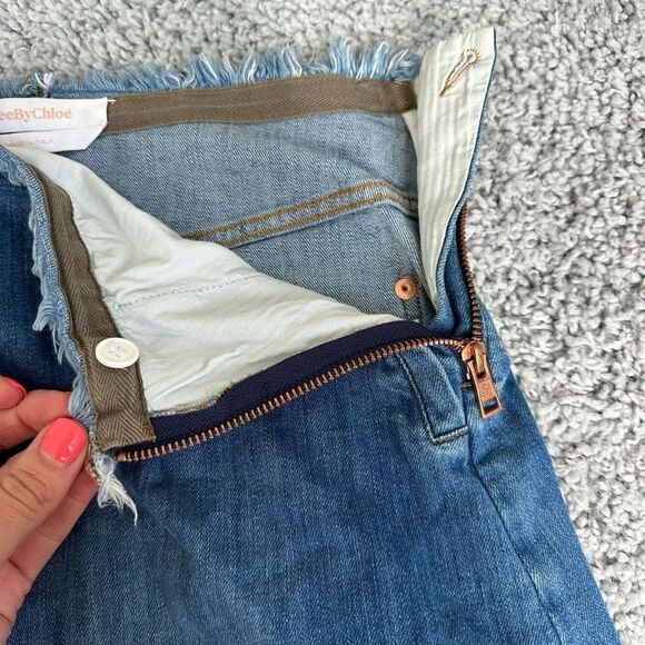 See by Chloe Pleated Denim Skirt, Size 28 - Picture 3 of 6